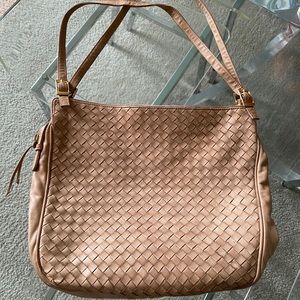 Bottega Veneta vintage leather nude woven handbag